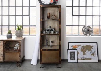 Vitrine Mango 60x40x180 braun lackiert HEAVY INDUSTRY #240