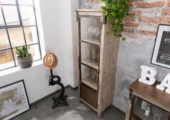 Vitrine Mango 60x40x180 braun lackiert HEAVY INDUSTRY #242
