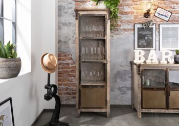 Vitrine Mango 60x40x180 braun lackiert HEAVY INDUSTRY #242