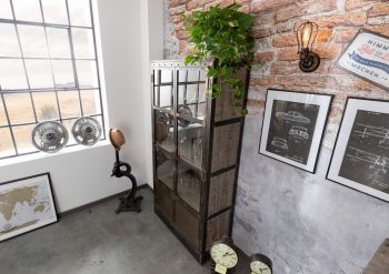 Vitrine Mango 92x40x185 braun lackiert HEAVY INDUSTRY #243