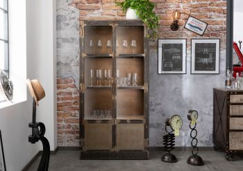Vitrine Mango 92x40x185 braun lackiert HEAVY INDUSTRY #243
