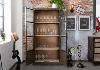 Vitrine Mango 92x40x185 braun lackiert HEAVY INDUSTRY #243