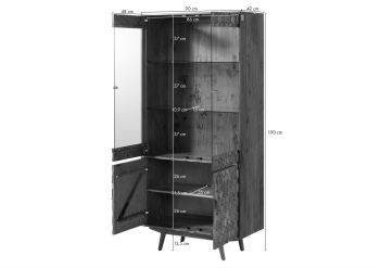Vitrine Akazie 90x42x190 Akazie natur lackiert MOSAYK  #114