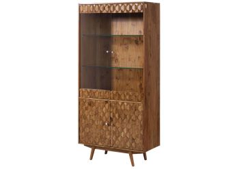 Vitrine Akazie 90x42x190 Akazie natur lackiert MOSAYK  #114