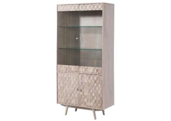 Vitrine Akazie 90x42x190 weiß lackiert MOSAYK #214