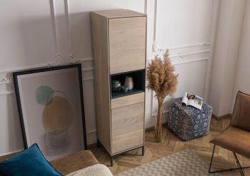 Highboard Akazie 45x45x175 grau-weiß geölt CHICAGO #10