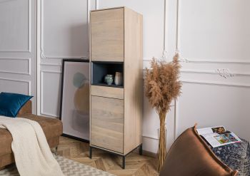 Highboard Akazie 45x45x175 grau-weiß geölt CHICAGO #10