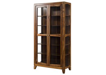 Vitrine Sheesham 100x45x195 braun lackiert ANCONA #116