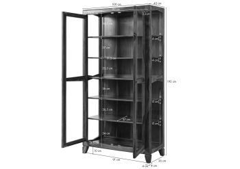 Vitrine Sheesham 100x45x195 braun lackiert ANCONA #116