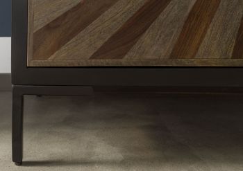 Vitrine Sheesham 90x45x200 schwarz lackiert SUN #102