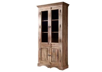 Vitrine Sheesham 90x40x190 grau geölt LEEDS #47
