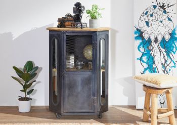 Vitrine Mango 76x60x120 natur lackiert RAILWAY #130