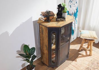 Vitrine Mango 76x60x120 natur lackiert RAILWAY #130