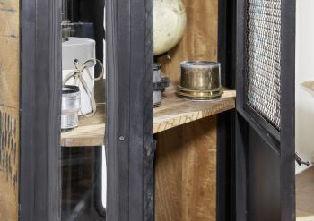 Vitrine Mango 76x60x120 natur lackiert RAILWAY #130