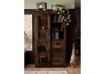 Vitrine Mango 100x45x175 braun lackiert RAILWAY #426