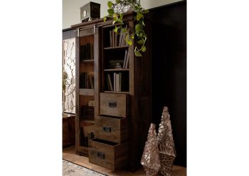 Vitrine Mango 100x45x175 braun lackiert RAILWAY #426