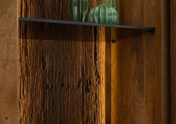 Vitrine Mango / Altholz 100x45x175 natur lackiert RAILWAY LUX #125