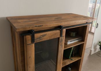 Vitrine Mango / Altholz 100x45x175 natur lackiert RAILWAY LUX #125