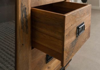 Vitrine Mango / Altholz 100x45x175 natur lackiert RAILWAY LUX #125