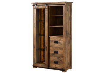 Vitrine Mango / Altholz 100x45x175 natur lackiert RAILWAY LUX #125