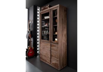 Vitrine Sheesham 102x40x205 smoked oak lackiert SYDNEY #201