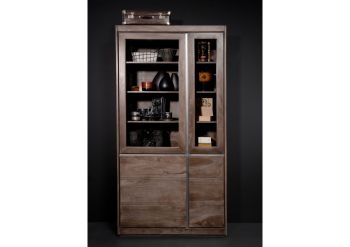 Vitrine Sheesham 102x40x205 smoked oak lackiert SYDNEY #201