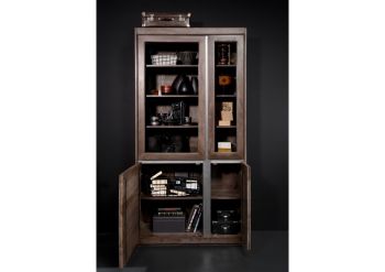 Vitrine Sheesham 102x40x205 smoked oak lackiert SYDNEY #201