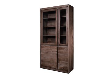 Vitrine Sheesham 102x40x205 smoked oak lackiert SYDNEY #201