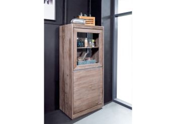Vitrine Sheesham 63x40x147 smoked oak lackiert SYDNEY #205