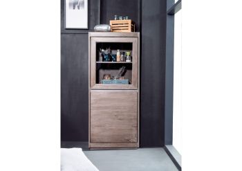 Vitrine Sheesham 63x40x147 smoked oak lackiert SYDNEY #205