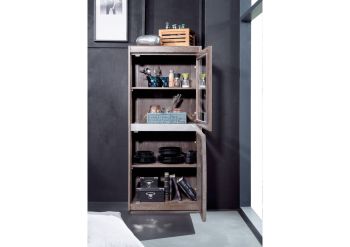 Vitrine Sheesham 63x40x147 smoked oak lackiert SYDNEY #205