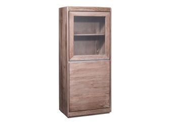 Vitrine Sheesham 63x40x147 smoked oak lackiert SYDNEY #205