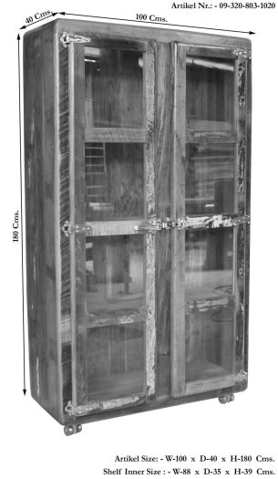 Vitrine Altholz 100x40x180 mehrfarbig lackiert FREEZY #30