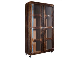 Vitrine Altholz 100x40x180 mehrfarbig lackiert FREEZY #30