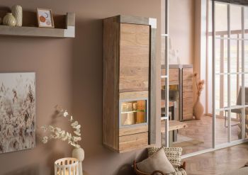 Hängevitrine Akazie 48x35x142 beige lackiert Amsterdam #112