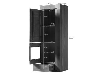 Hängevitrine Akazie 48x35x142 beige lackiert Amsterdam #112