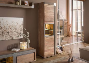 Vitrine Akazie 55x45x204 beige lackiert Amsterdam #120