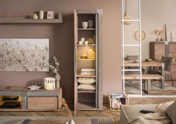 Vitrine Akazie 55x45x204 beige lackiert Amsterdam #120
