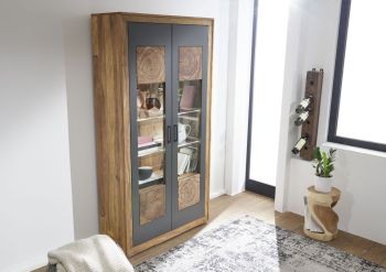 Vitrine Sheesham 103x40x201 gebeizt TURIN #05