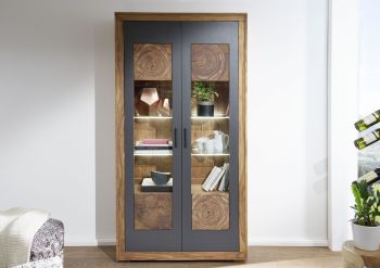 Vitrine Sheesham 103x40x201 gebeizt TURIN #05