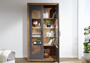 Vitrine Sheesham 103x40x201 gebeizt TURIN #05