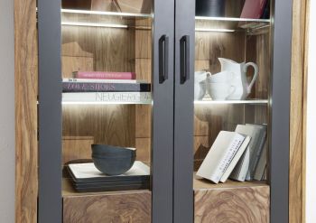 Vitrine Sheesham 103x40x201 gebeizt TURIN #05