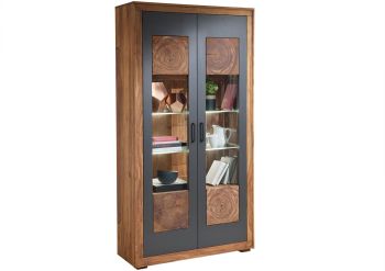 Vitrine Sheesham 103x40x201 gebeizt TURIN #05
