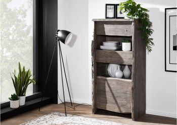 Vitrine Akazie 71x45x147 grau lackiert PURE ACACIA #405