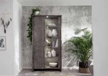 Vitrine Akazie 105x45x204 grau lackiert PURE ACACIA #911