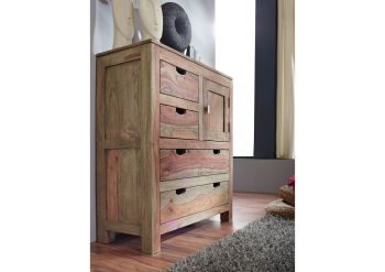 Highboard Sheesham 88x38x100  grau geölt NATURE GREY #87