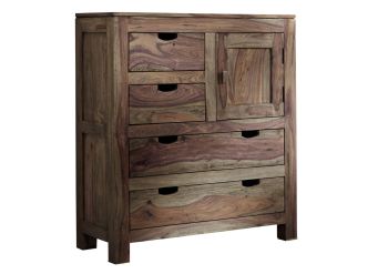 Highboard Sheesham 88x38x100  grau geölt NATURE GREY #87