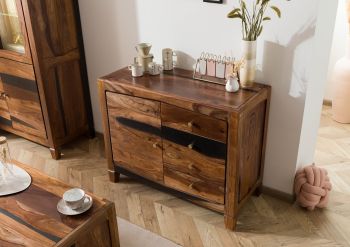 Kommode Sheesham 100x45x80 dunkelbraun lackiert ANCONA #215