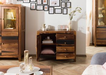 Kommode Sheesham 100x45x80 dunkelbraun lackiert ANCONA #215