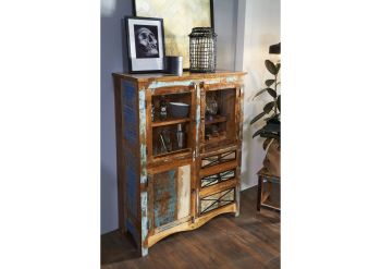 Highboard Altholz 106x45x136 mehrfarbig lackiert NATURE OF SPIRIT #113
